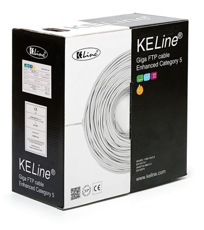Kábel Cat5E F/UTP fali  PVC 305m  szürke Giga KE300S24-Eca-RLX KELine [16285]