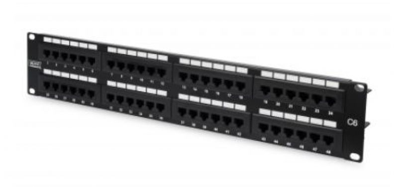 Patch panel Cat6  UTP 48p rack 19" 2U 90° szürke OEM [16934] 