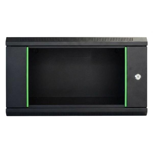 Rack szekrény  6U fali 19" 540x 400 fekete üveg a. RackSys [19033]