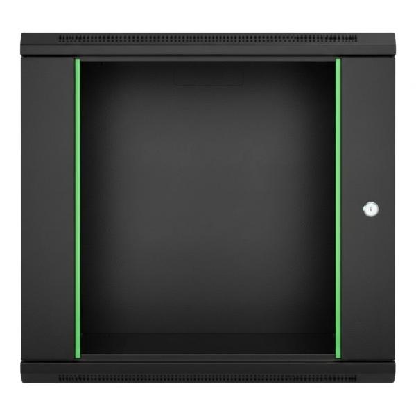 Rack szekrény 12U fali 19" 540x 400 fekete üveg a. RackSys [19181]