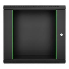 Rack szekrény 12U fali 19" 600x 450 fekete üveg a. RackSys [19183]