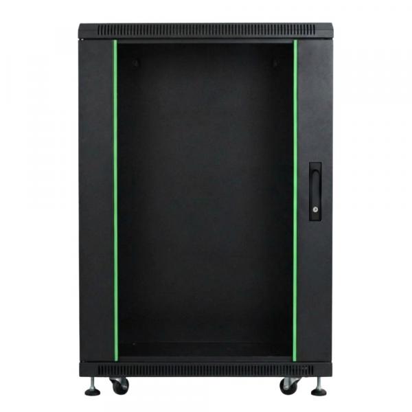 Rack szekrény 18U álló 19" 600x 600 fekete üveg a. RackSys [19189]