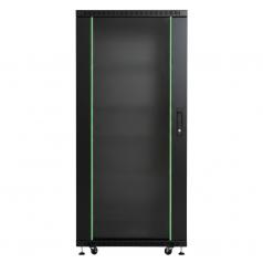 Rack szekrény 27U álló 19" 600x 600 fekete üveg a. RackSys [19209]