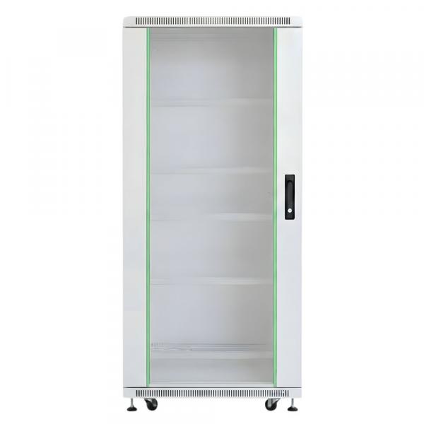Rack szekrény 27U álló 19" 600x 800 szürke üveg a. RackSys [19210]