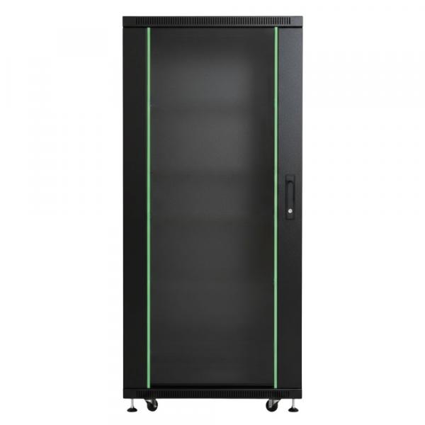 Rack szekrény 27U álló szerver 19" 600x1000 fekete üveg a. RackSys [19215]