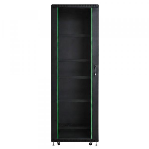 Rack szekrény 37U álló 19" 600x 800 fekete üveg a. RackSys [19231]