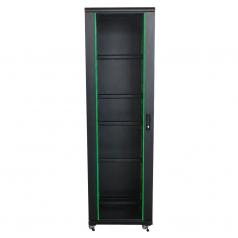 Rack szekrény 42U álló 19" 600x 600 fekete üveg a. RackSys [19239]