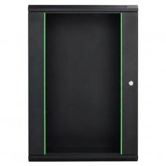Rack szekrény 18U  fali 19" 600x 600 fekete üveg a. RackSys [19331]